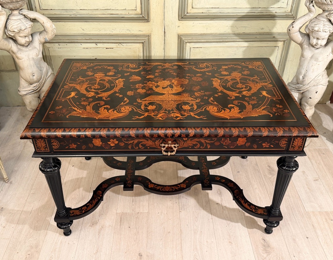 Louis XIV Mazarin-style Marquetry Writing Desk, Circa 1870-photo-3