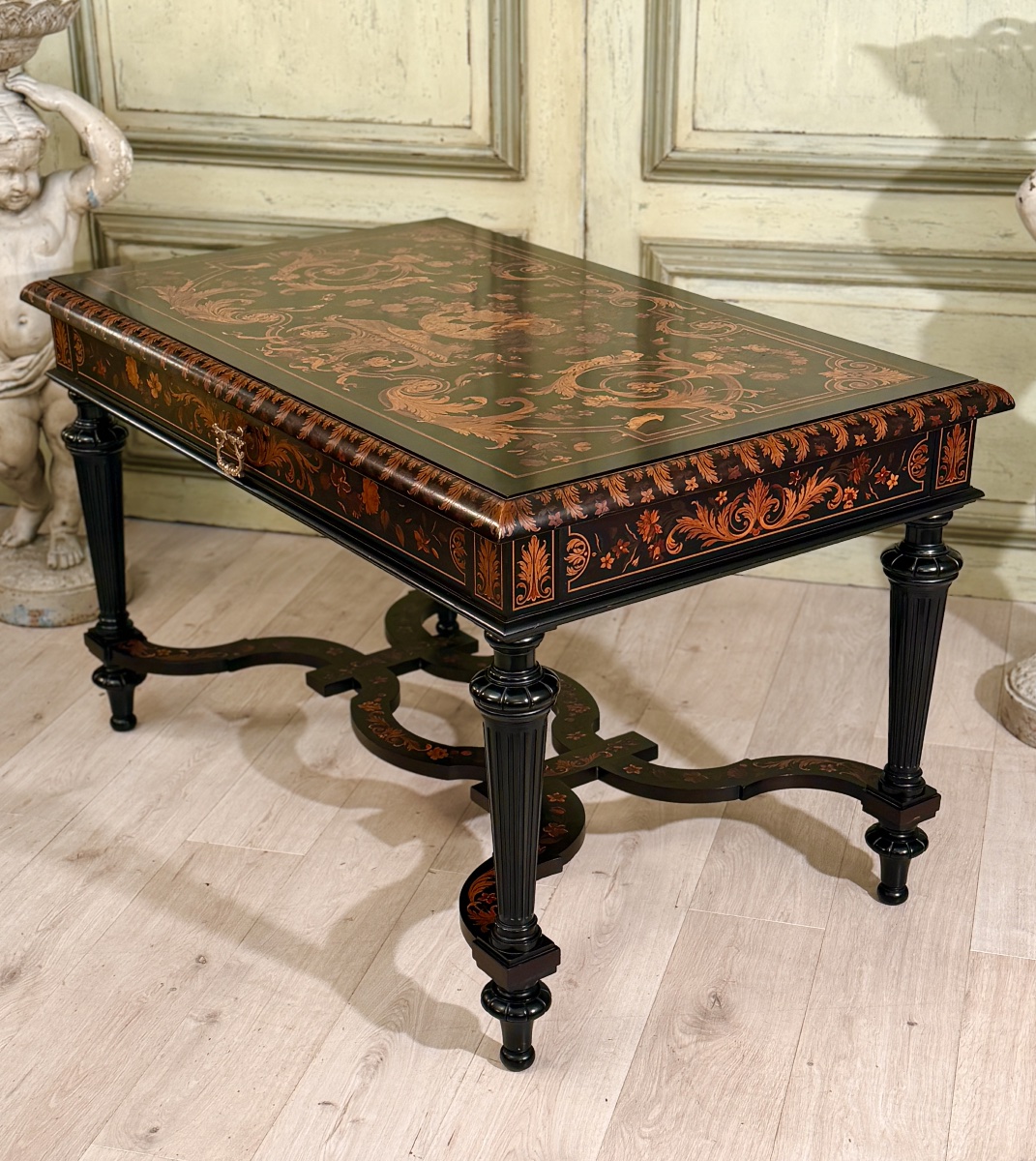 Louis XIV Mazarin-style Marquetry Writing Desk, Circa 1870-photo-4