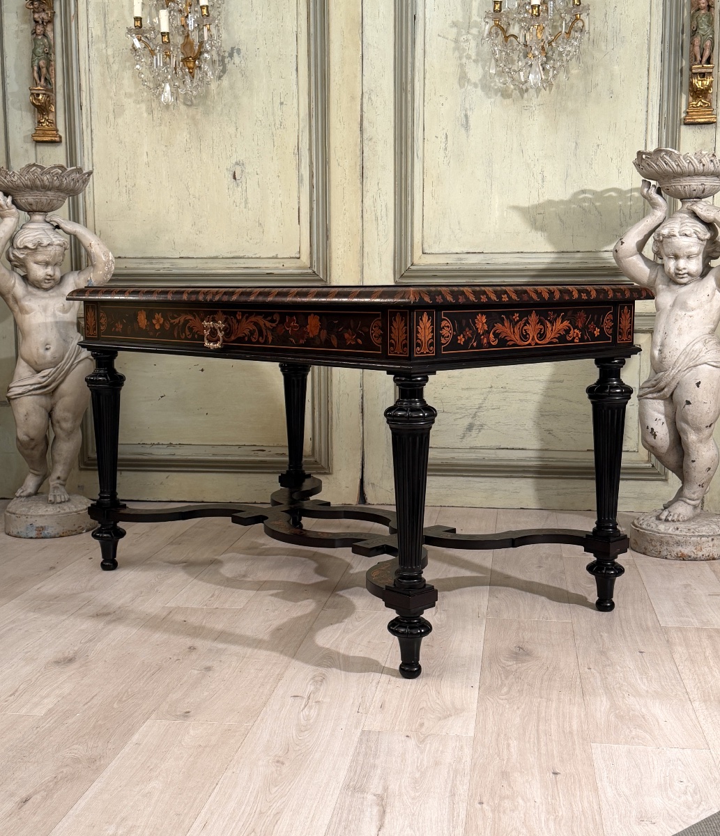 Louis XIV Mazarin-style Marquetry Writing Desk, Circa 1870-photo-5