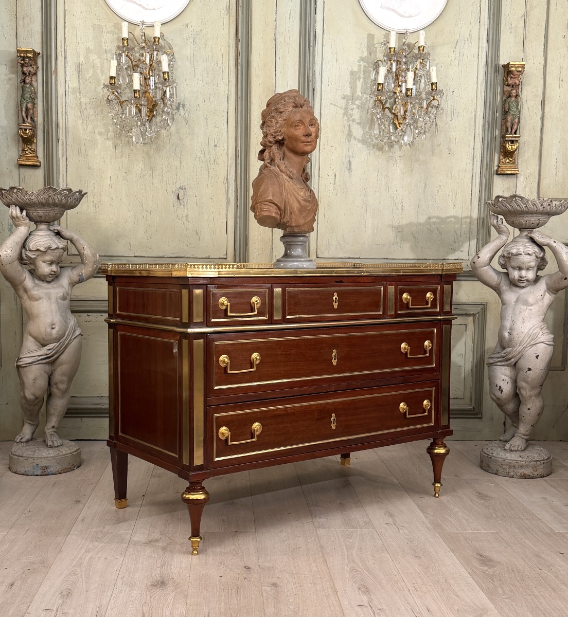 Commode d'Officier en Acajou d'Epoque Louis  XVI, Vers 1780-photo-4