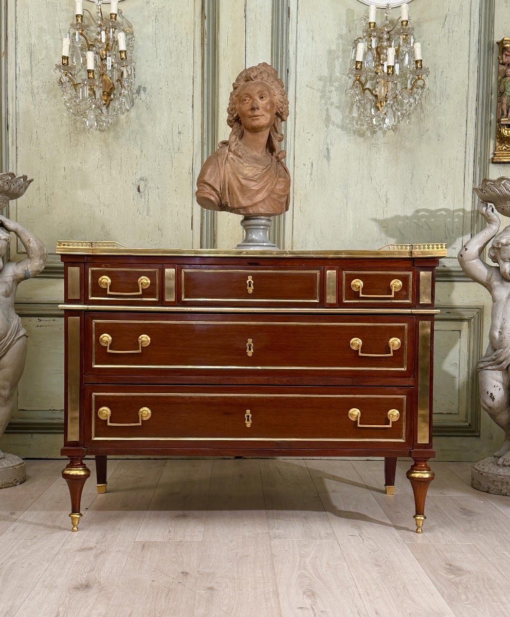 Commode d'Officier en Acajou d'Epoque Louis  XVI, Vers 1780-photo-5