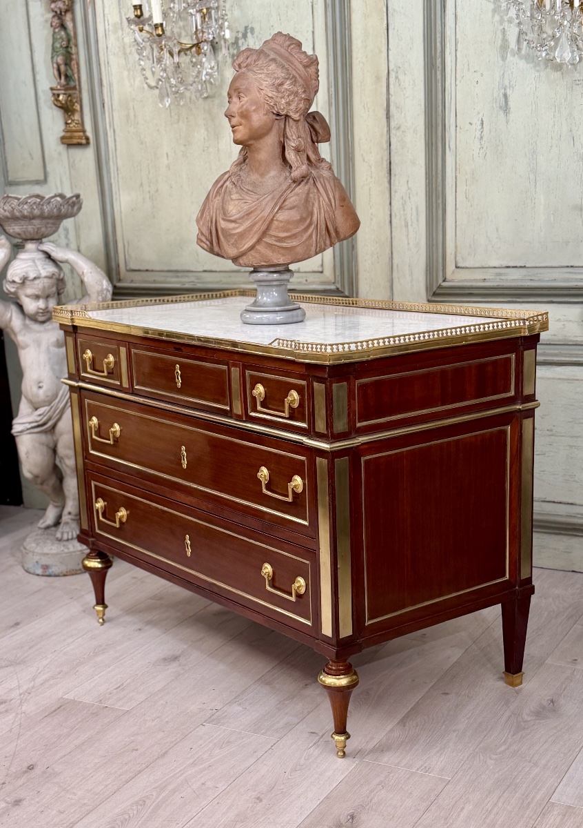 Commode d'Officier en Acajou d'Epoque Louis  XVI, Vers 1780-photo-4