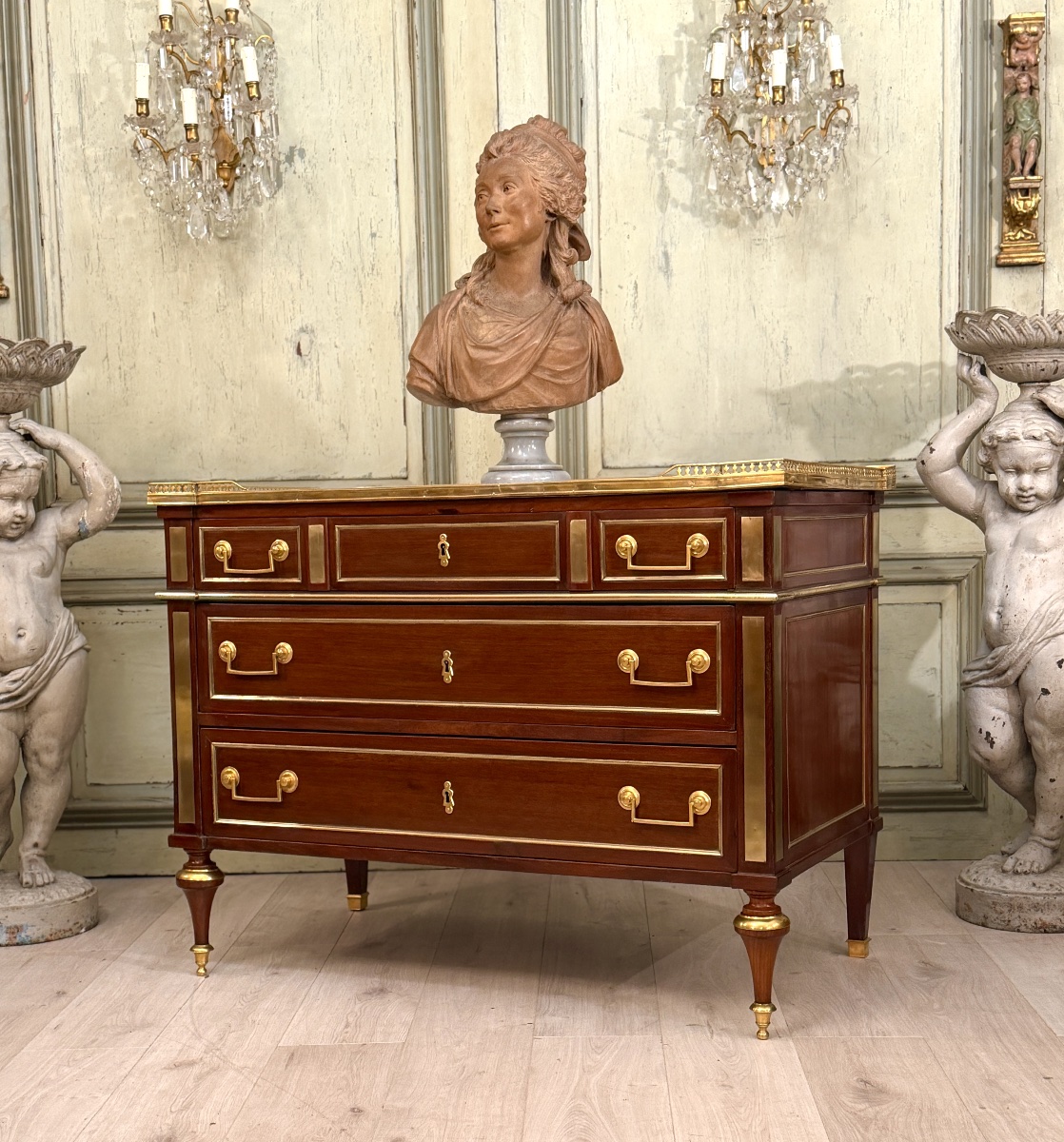 Commode d'Officier en Acajou d'Epoque Louis  XVI, Vers 1780-photo-6
