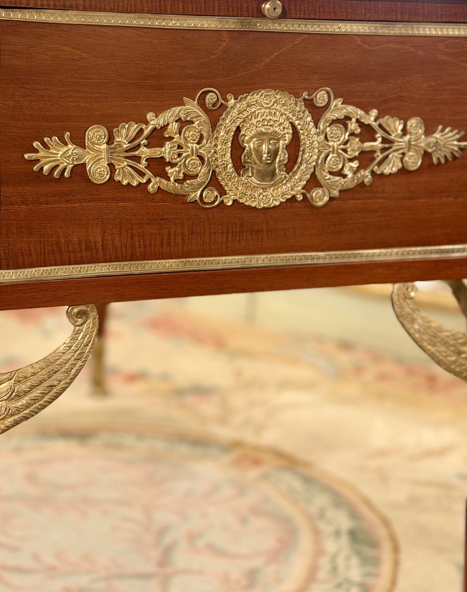 Bureau d'Apparat en Acajou et Bronze Doré, Consulat, Epoque XIXème-photo-3