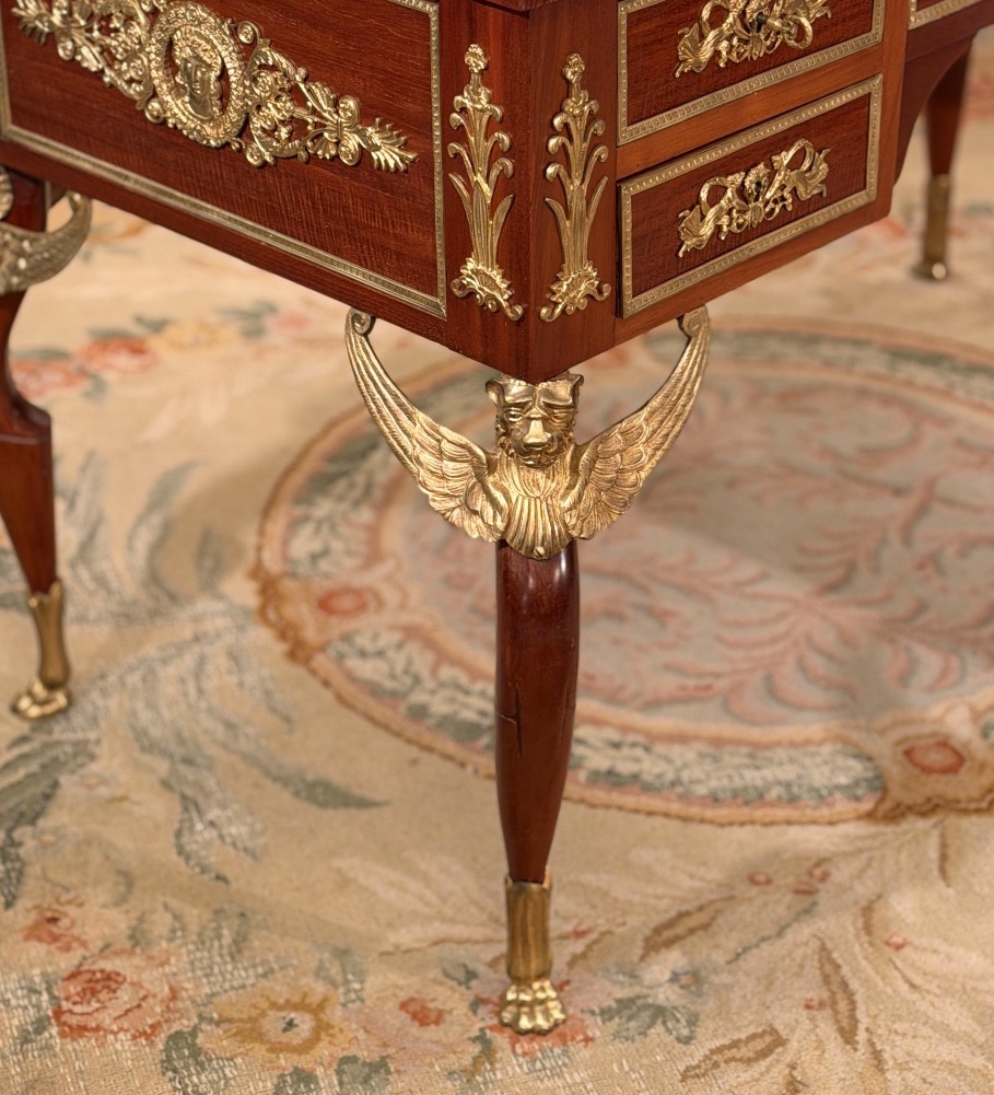 Bureau d'Apparat en Acajou et Bronze Doré, Consulat, Epoque XIXème-photo-1