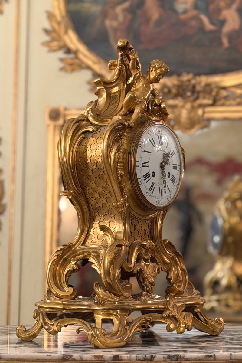 F. Barbedienne, Gilded Bronze Cartel In The Louis XV Style, Napoleon III Period-photo-2