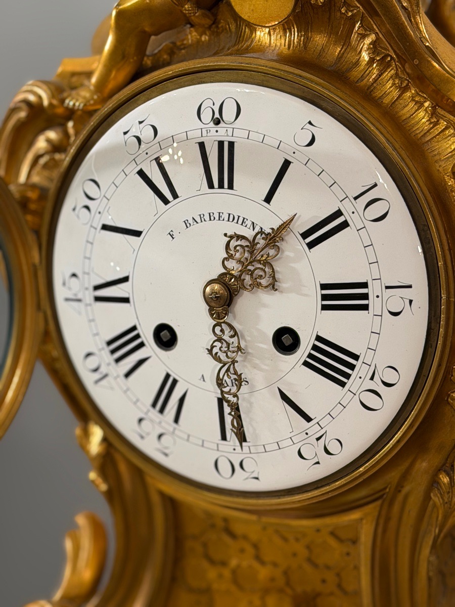 F. Barbedienne, Gilded Bronze Cartel In The Louis XV Style, Napoleon III Period-photo-4