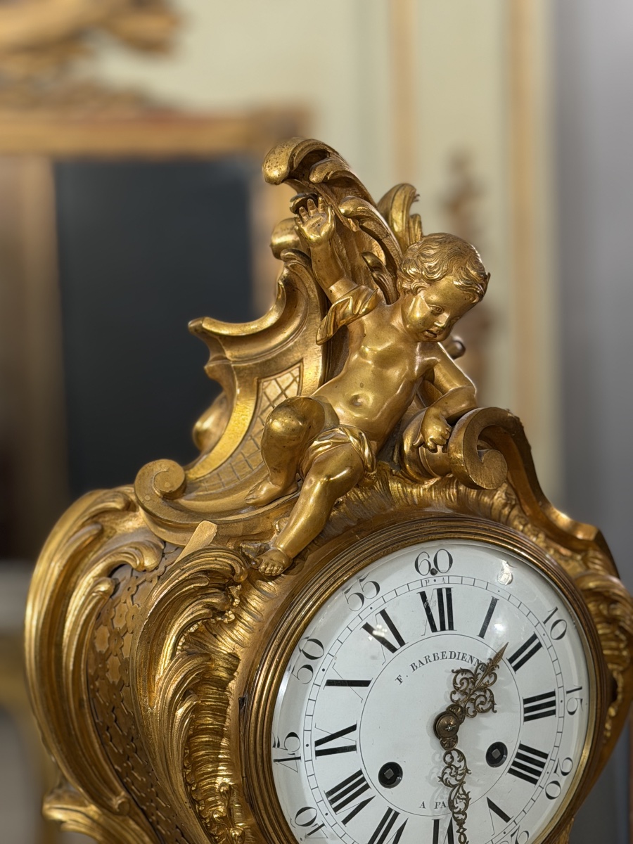 F. Barbedienne, Gilded Bronze Cartel In The Louis XV Style, Napoleon III Period-photo-8