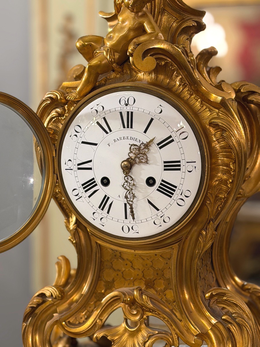 F. Barbedienne, Gilded Bronze Cartel In The Louis XV Style, Napoleon III Period-photo-2
