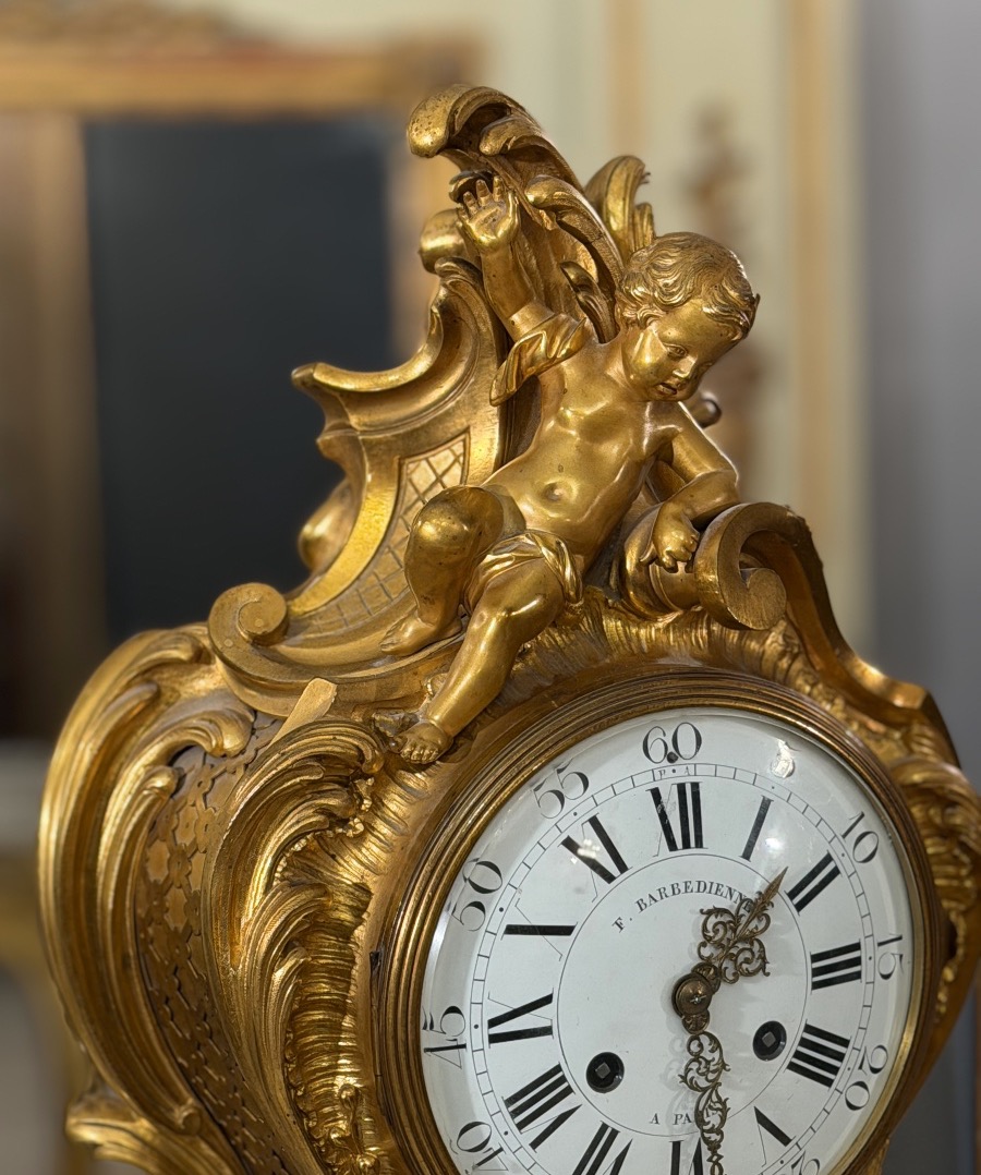 F. Barbedienne, Gilded Bronze Cartel In The Louis XV Style, Napoleon III Period-photo-5