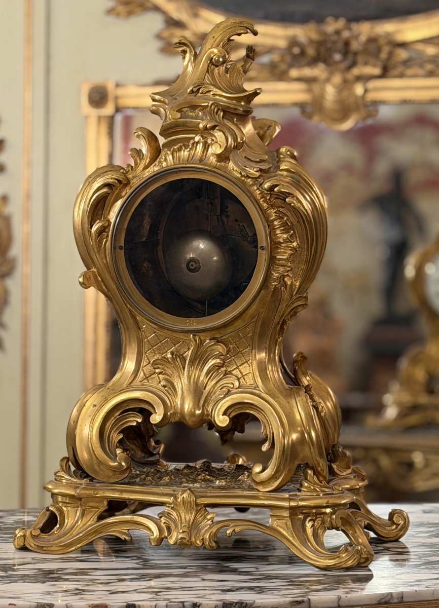 F. Barbedienne, Gilded Bronze Cartel In The Louis XV Style, Napoleon III Period-photo-7