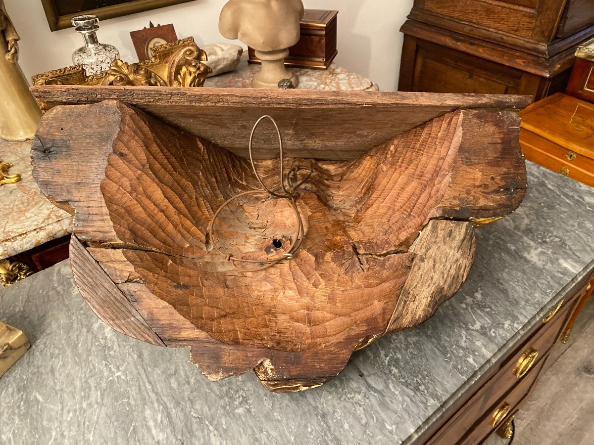 Imposante Console d'Applique de Style Louis XV En Bois Doré Epoque XVIIIème Siècle-photo-4