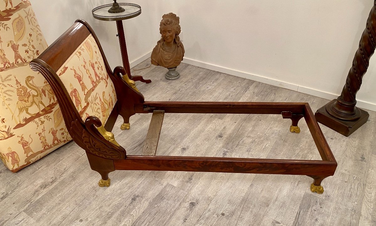 Rare Meridienne Daybed With Swan Neck From Empire Period Around 1820-photo-2