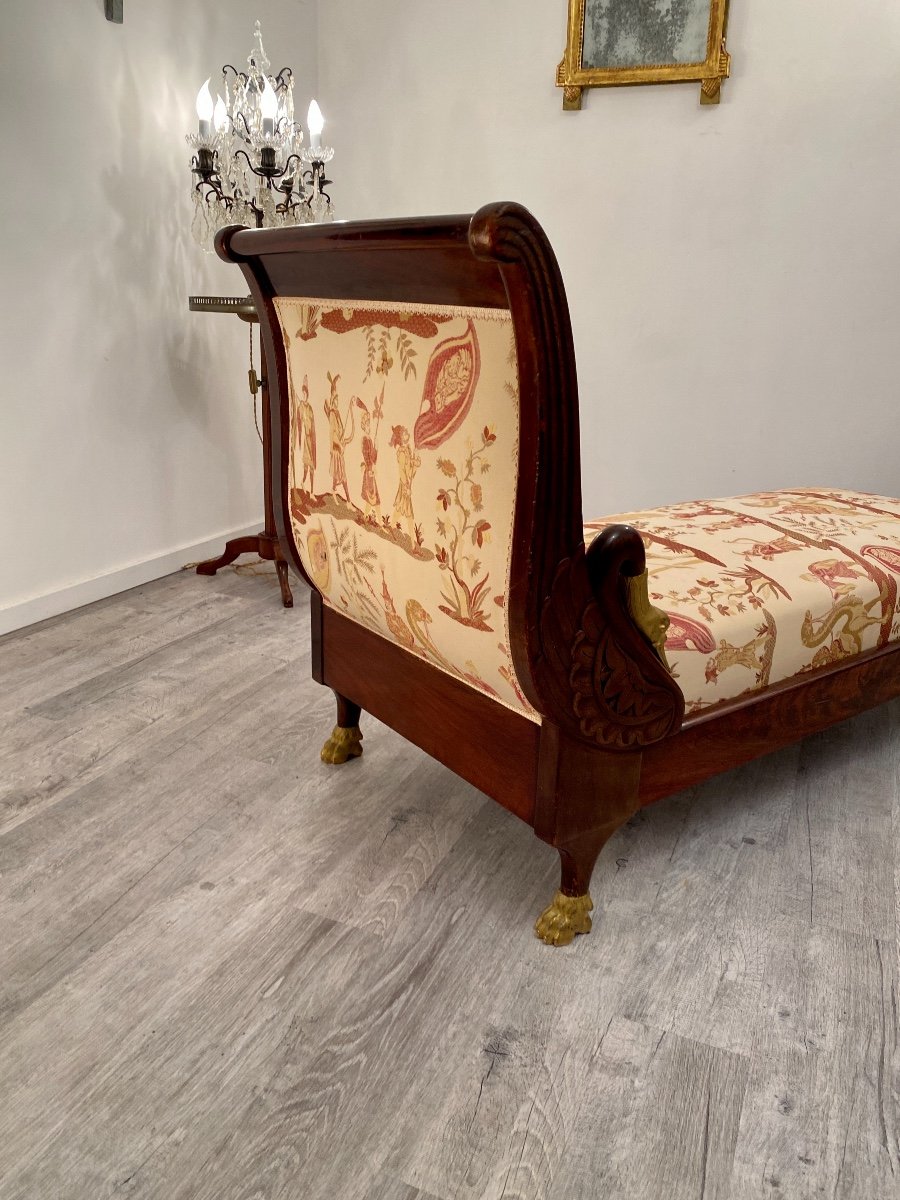 Rare Meridienne Daybed With Swan Neck From Empire Period Around 1820-photo-4