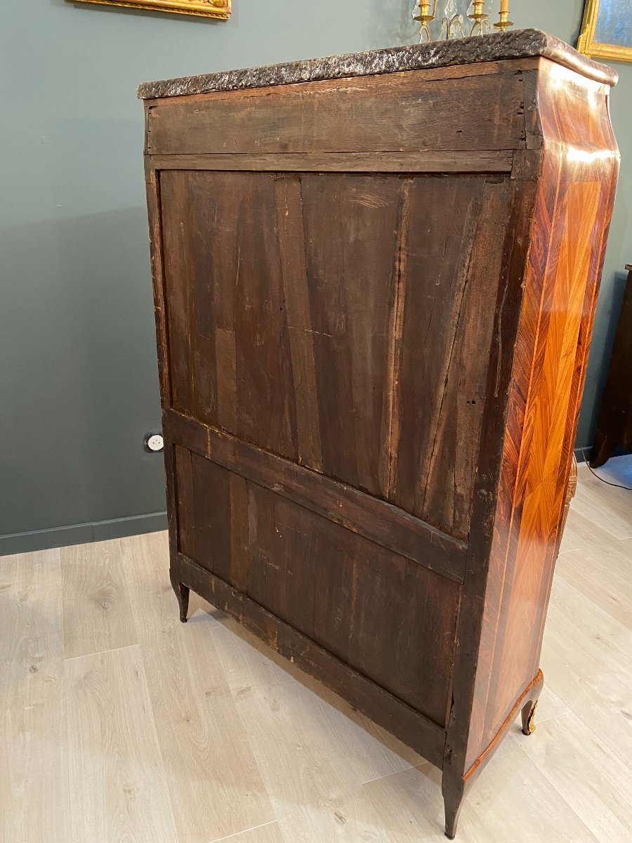 Jean-baptiste Tuart, Rare Secretary With Marquetry Curtains Louis XV Period Circa 1750-photo-4