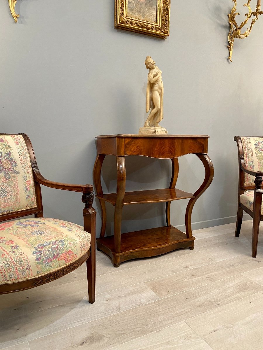 Restoration Period Console In Walnut XIXth Around 1850-photo-2