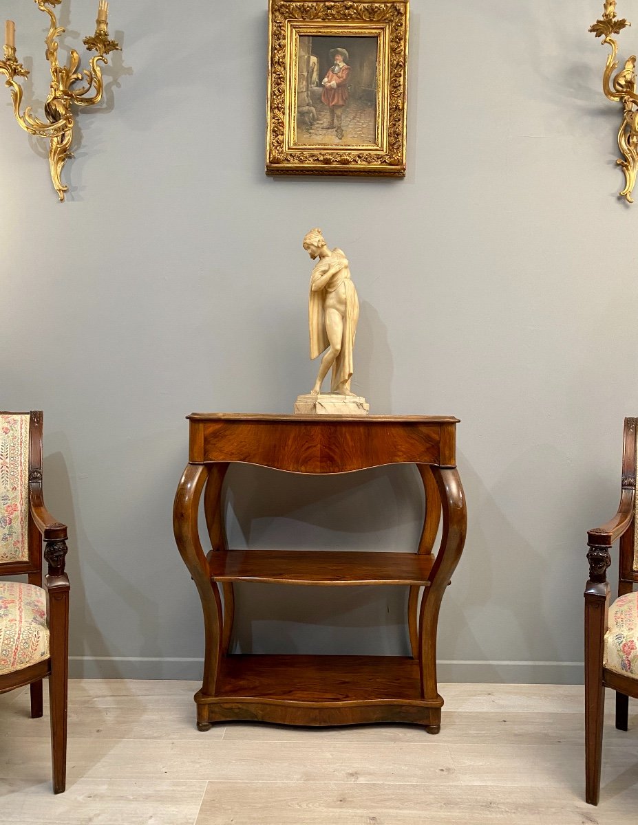 Restoration Period Console In Walnut XIXth Around 1850-photo-3