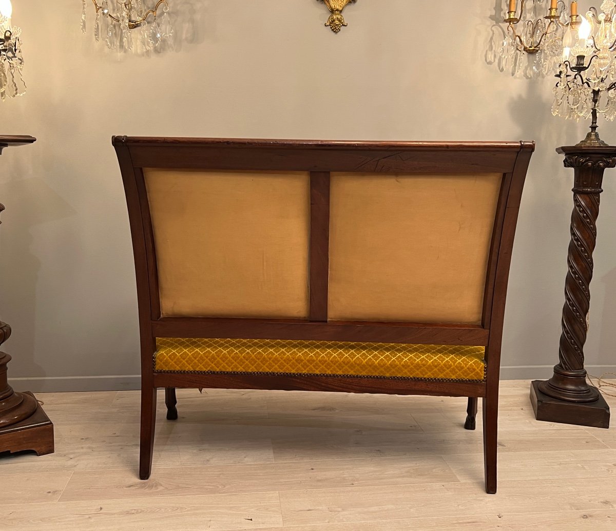 Rare Mahogany Bench Empire Return From Egypt Model Of Jacob Epoque XIXth-photo-5