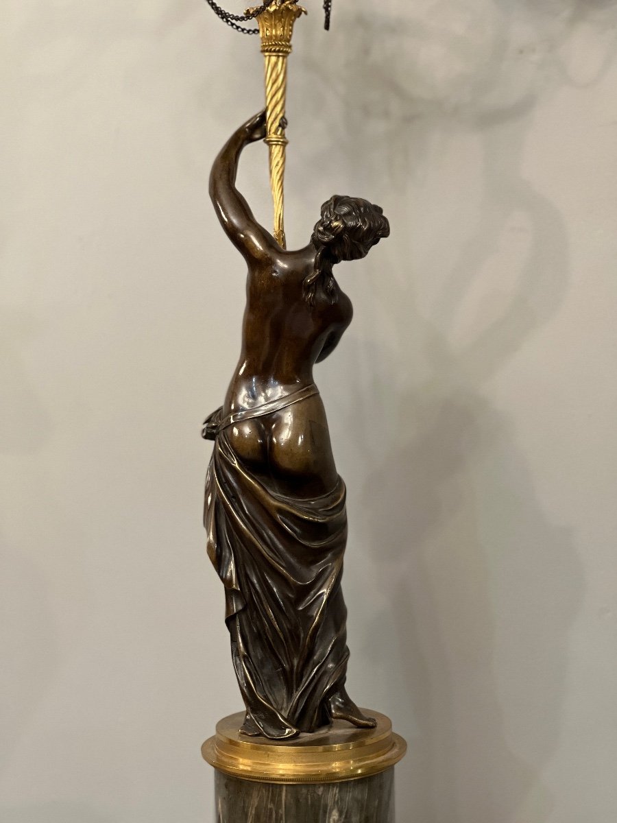 Large Pair Of Louis XVI Bronze Candelabra (height: 72 Cm)-photo-5