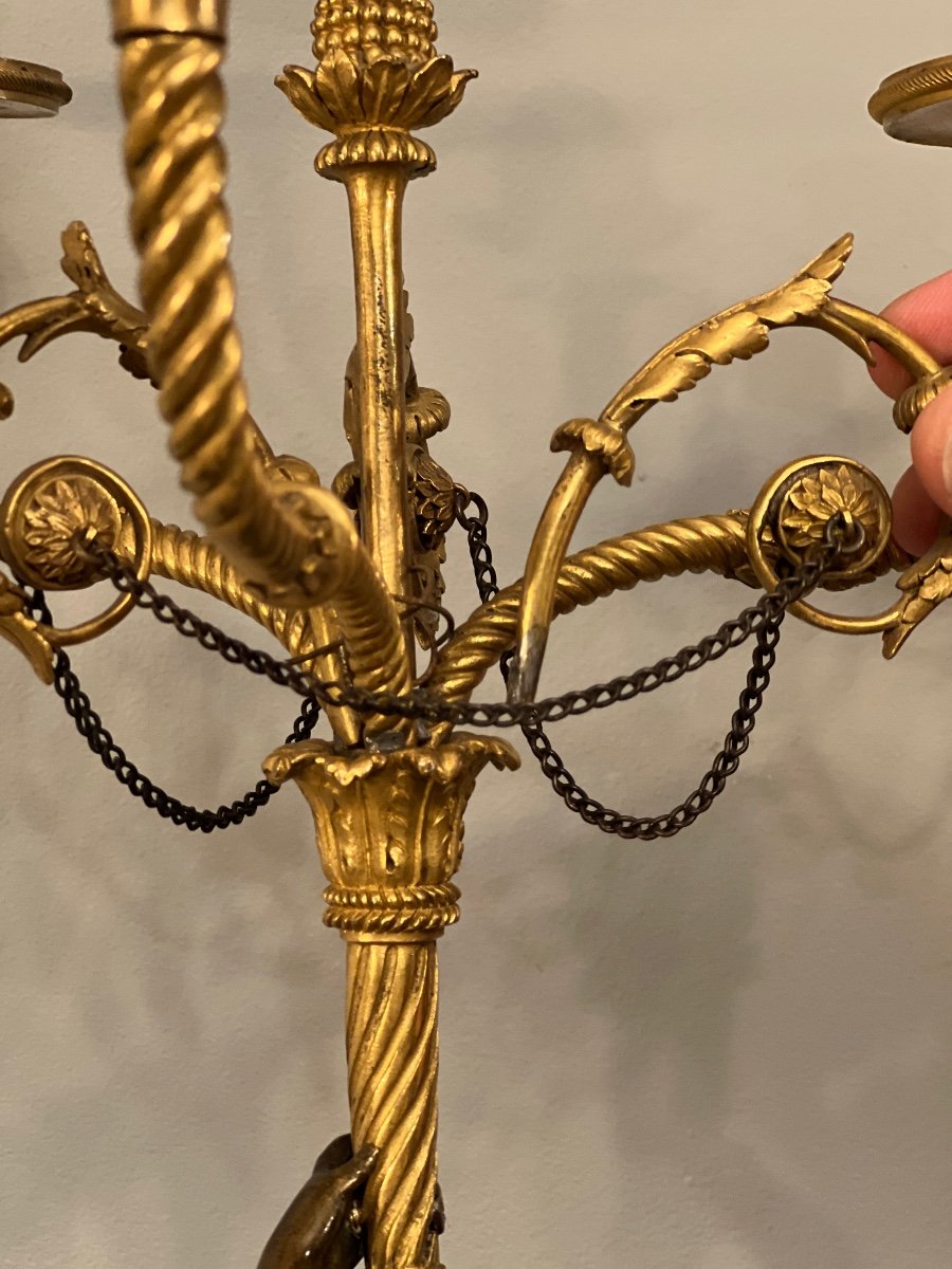 Large Pair Of Louis XVI Bronze Candelabra (height: 72 Cm)-photo-7