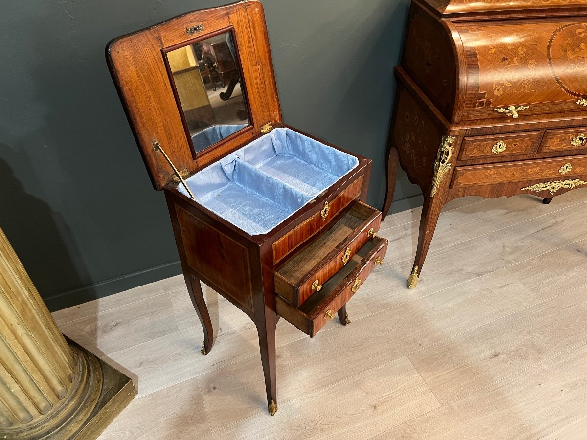 Louis XV Period Marquetry Chiffonniere Table-photo-3