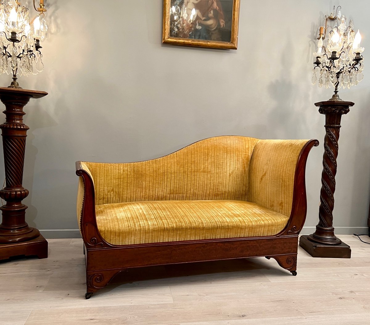 Mahogany Meridienne From Restoration Period Circa 1830-photo-2