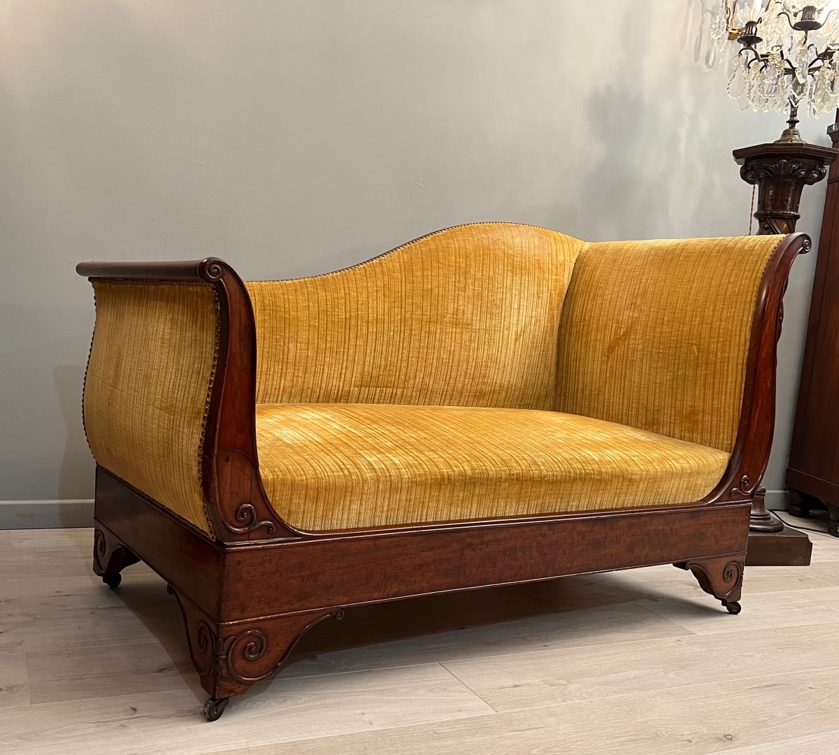Mahogany Meridienne From Restoration Period Circa 1830-photo-3
