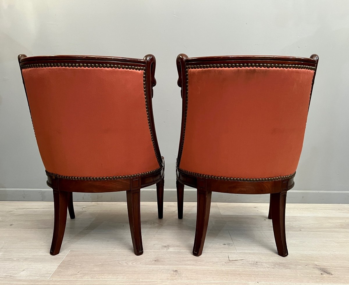 L. Costaz, Pair Of Mahogany Gondola Chairs From Directoire Period Around 1790-photo-3