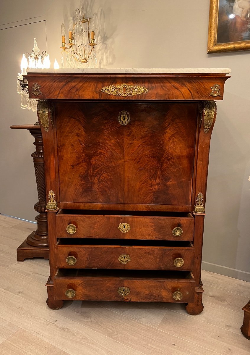 Chateau De La Malmaison, Rare Empire Period Furniture Set Around 1820-photo-3