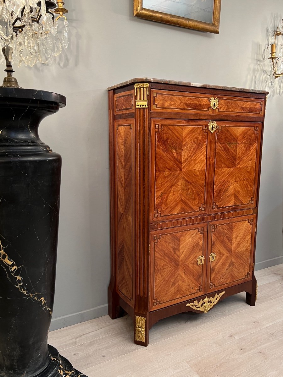 Nicolas Petit, Beautiful Louis XVI Period Secretary In Marquetry Eighteenth Century Period Around 1770-photo-2