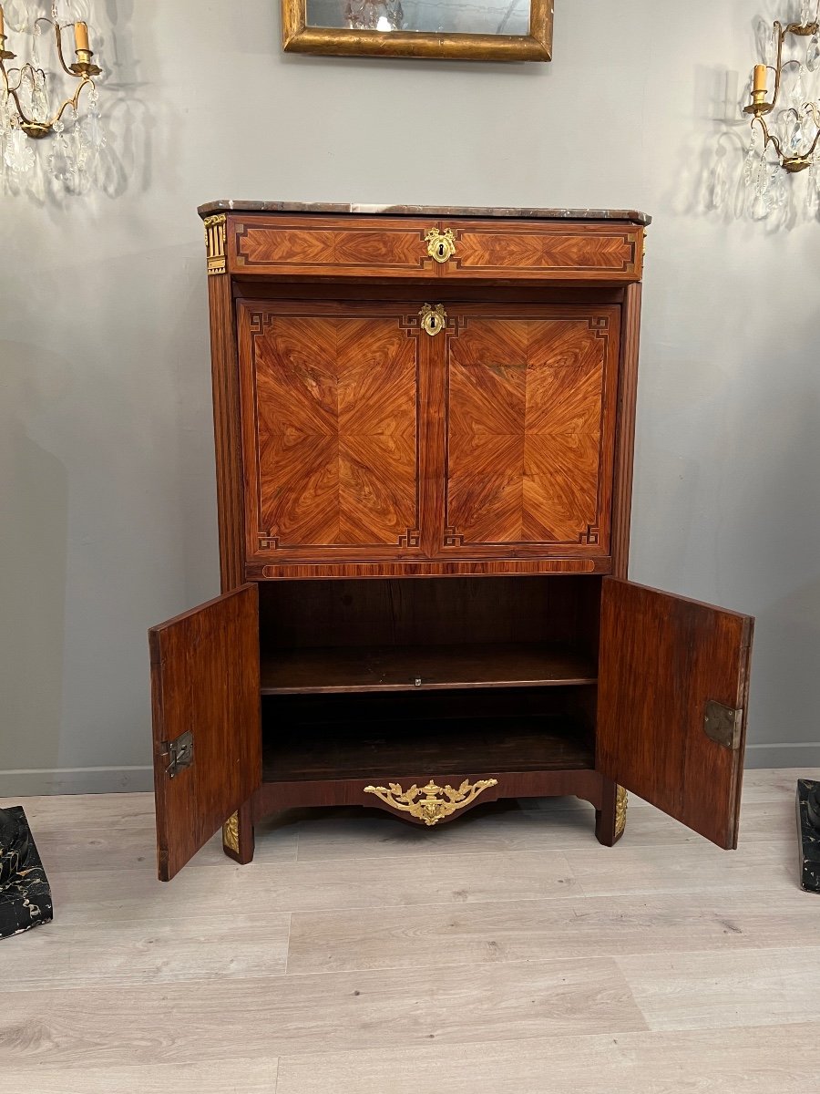 Nicolas Petit, Beautiful Louis XVI Period Secretary In Marquetry Eighteenth Century Period Around 1770-photo-3