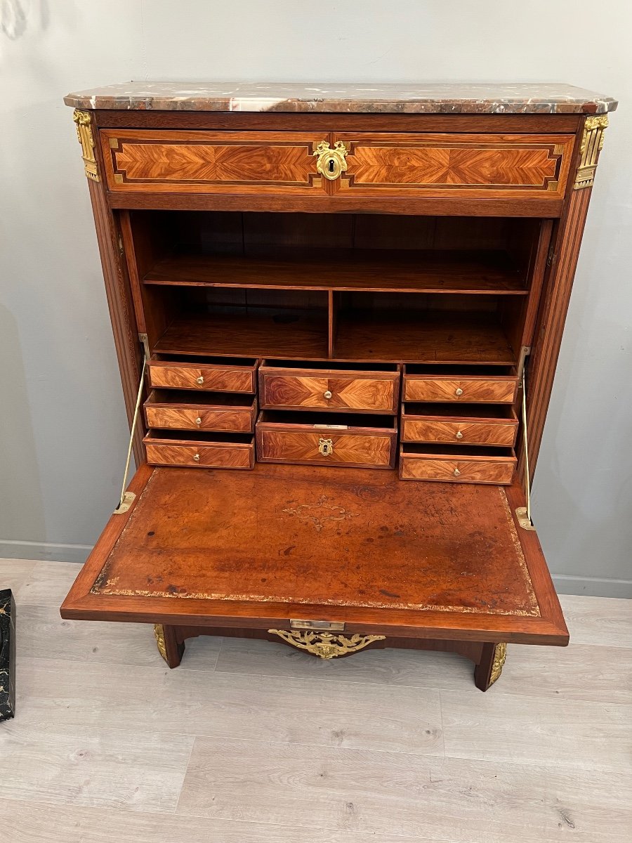 Nicolas Petit, Beautiful Louis XVI Period Secretary In Marquetry Eighteenth Century Period Around 1770-photo-4