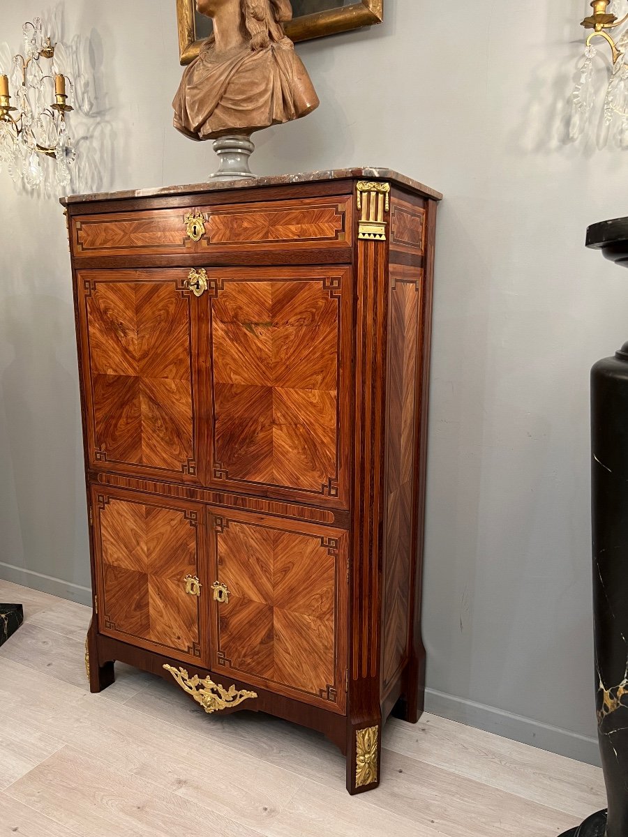 Nicolas Petit, Beautiful Louis XVI Period Secretary In Marquetry Eighteenth Century Period Around 1770-photo-8