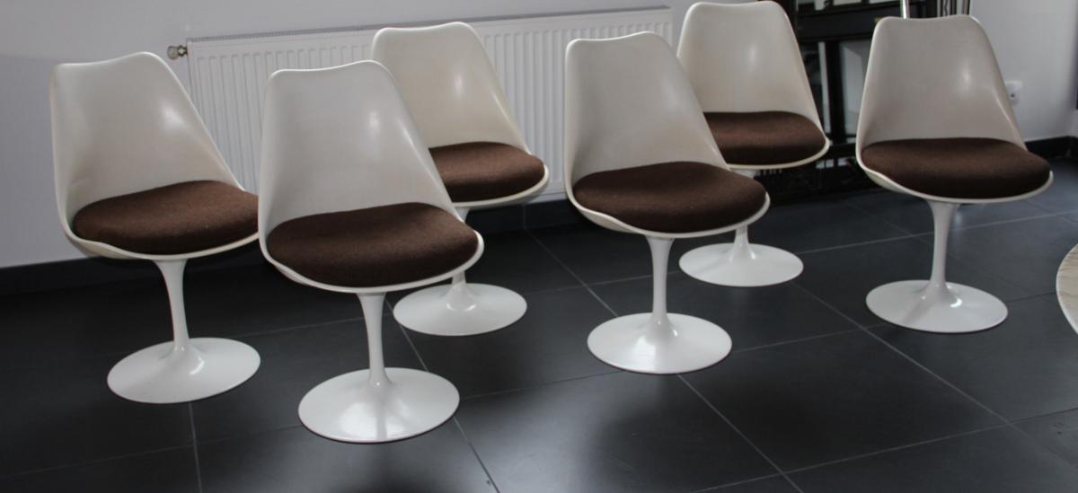 Authentique Ensemble De 6 Chaises Knoll Eero Saarinen Circa 1960-photo-2