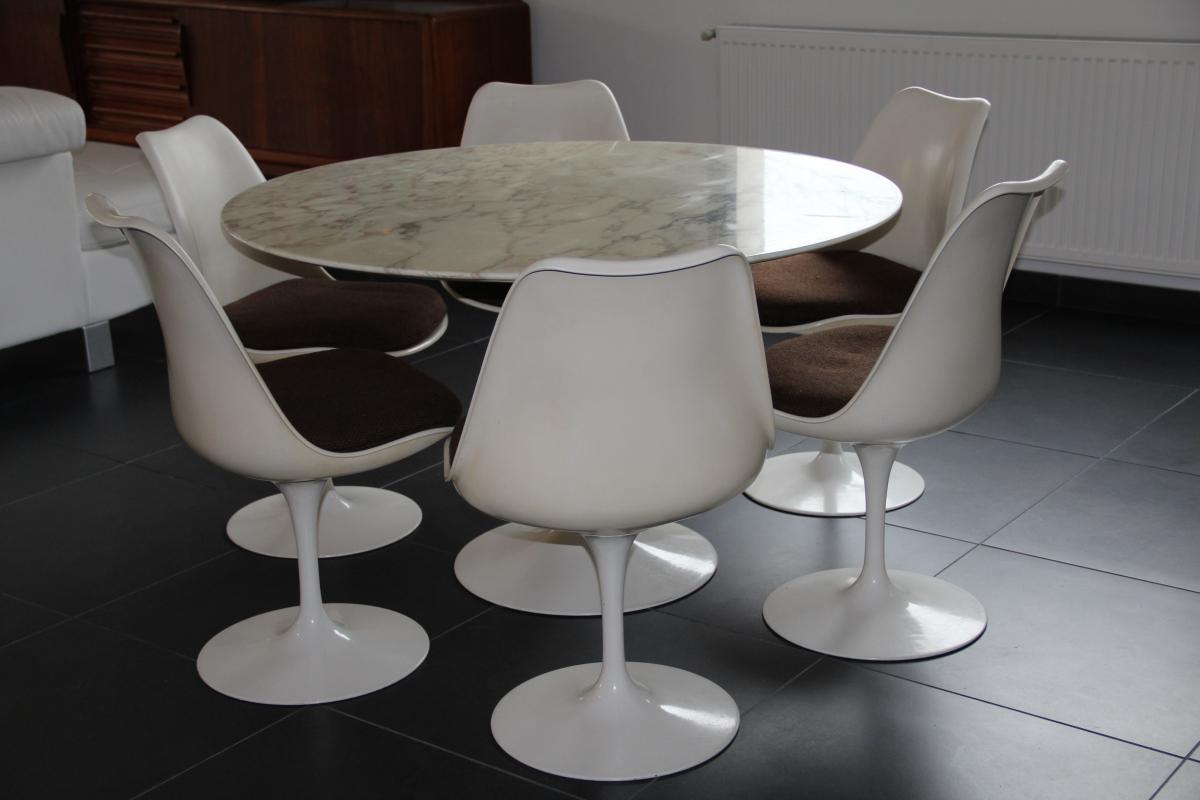 Authentique Ensemble De 6 Chaises Knoll Eero Saarinen Circa 1960-photo-5