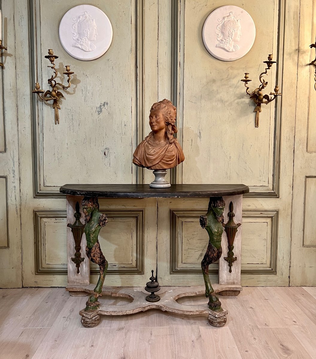 Rare Pair Of Consoles With Satyrs Nineteenth Time-photo-2