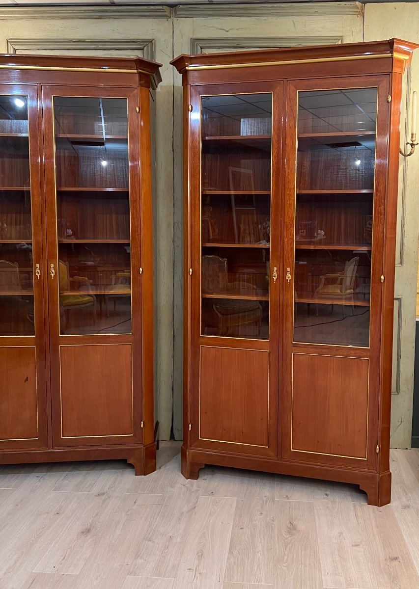 Rare Pair Of Louis XVI Mahogany Bookcases Mercier Frères In Paris-photo-4