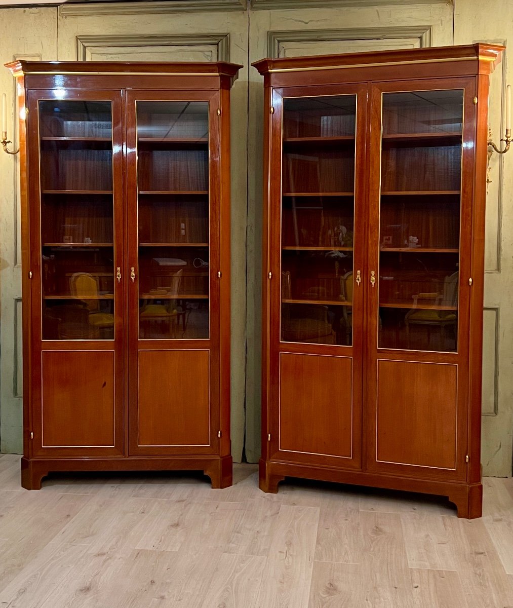 Rare Pair Of Louis XVI Mahogany Bookcases Mercier Frères In Paris-photo-7