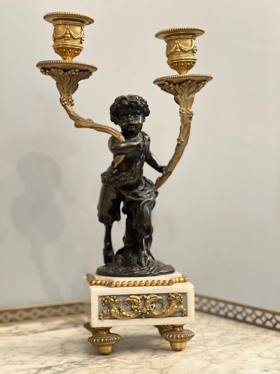 d'Après Clodion, Garniture De Cheminée De Style Louis XVI En Bronze Epoque XIXeme-photo-4