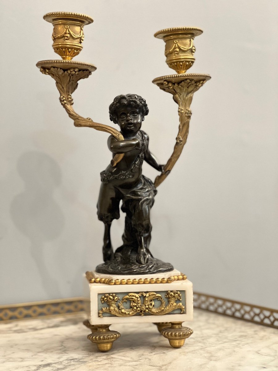 After Claudion, Louis XVI Style Fireplace Trim In Bronze Nineteenth Time-photo-4