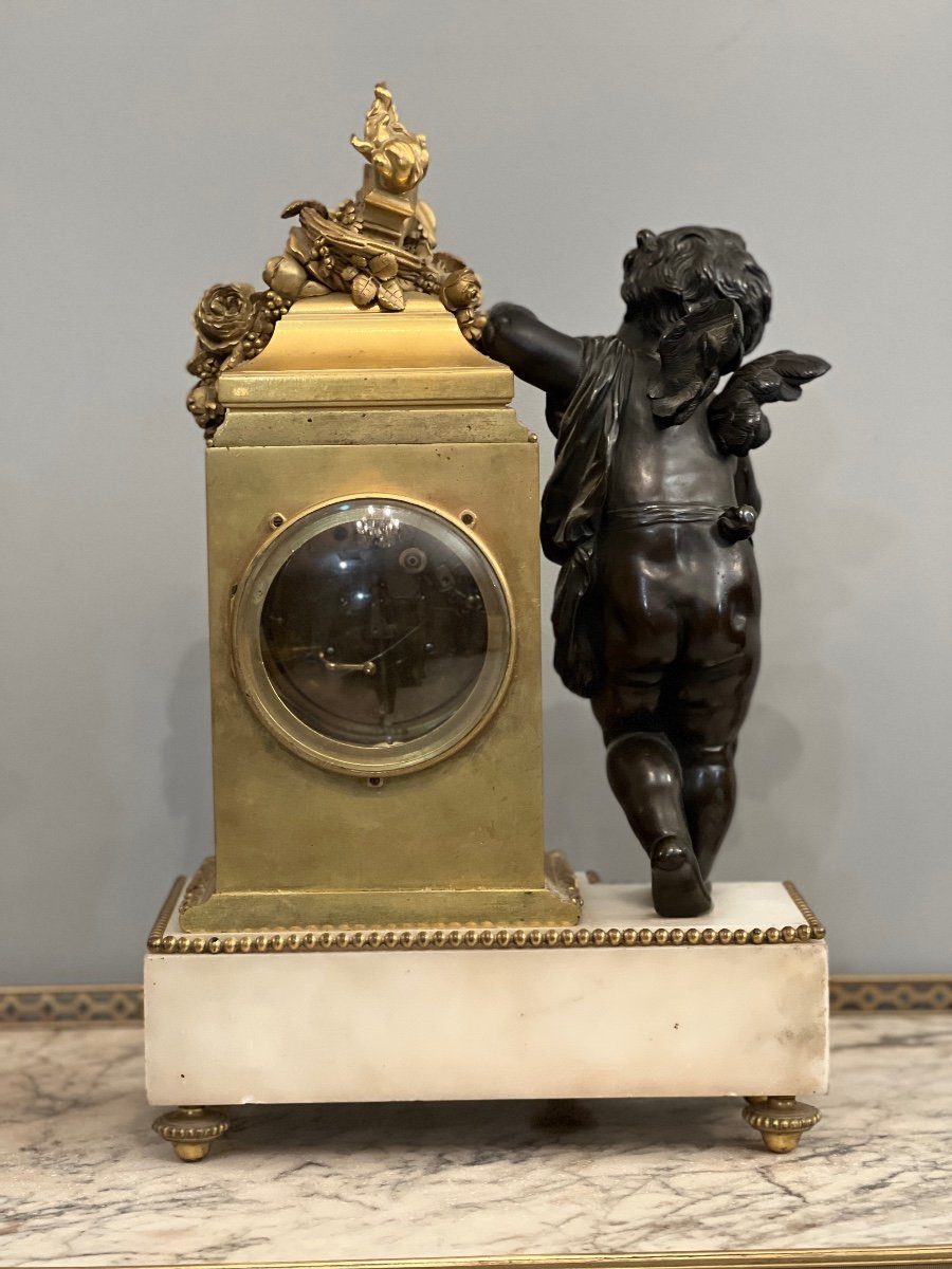 d'Après Clodion, Garniture De Cheminée De Style Louis XVI En Bronze Epoque XIXeme-photo-1