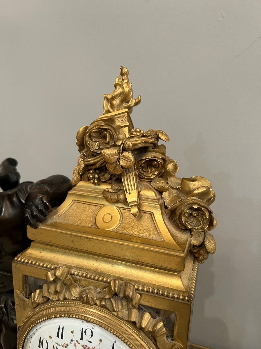 After Claudion, Louis XVI Style Fireplace Trim In Bronze Nineteenth Time-photo-4
