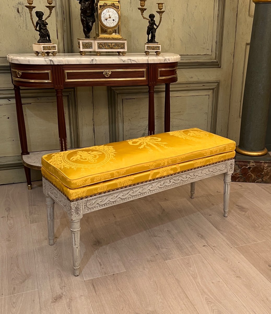 Bench In Lacquered And Carved Wood, Louis XVI Period Around 1780-photo-5