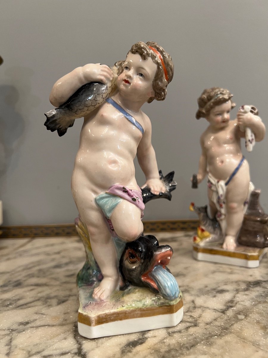 Suite De 3 Statuettes En Porcelaine De Meissen Epoque XIXeme-photo-4