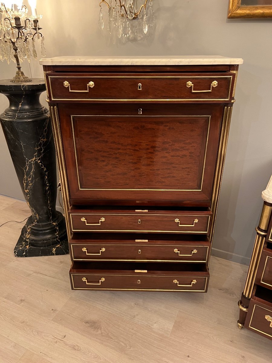 Jacob Desmalter, Chest Of Drawers Secretary Mahogany Louis XVI Period Late Eighteenth-photo-3