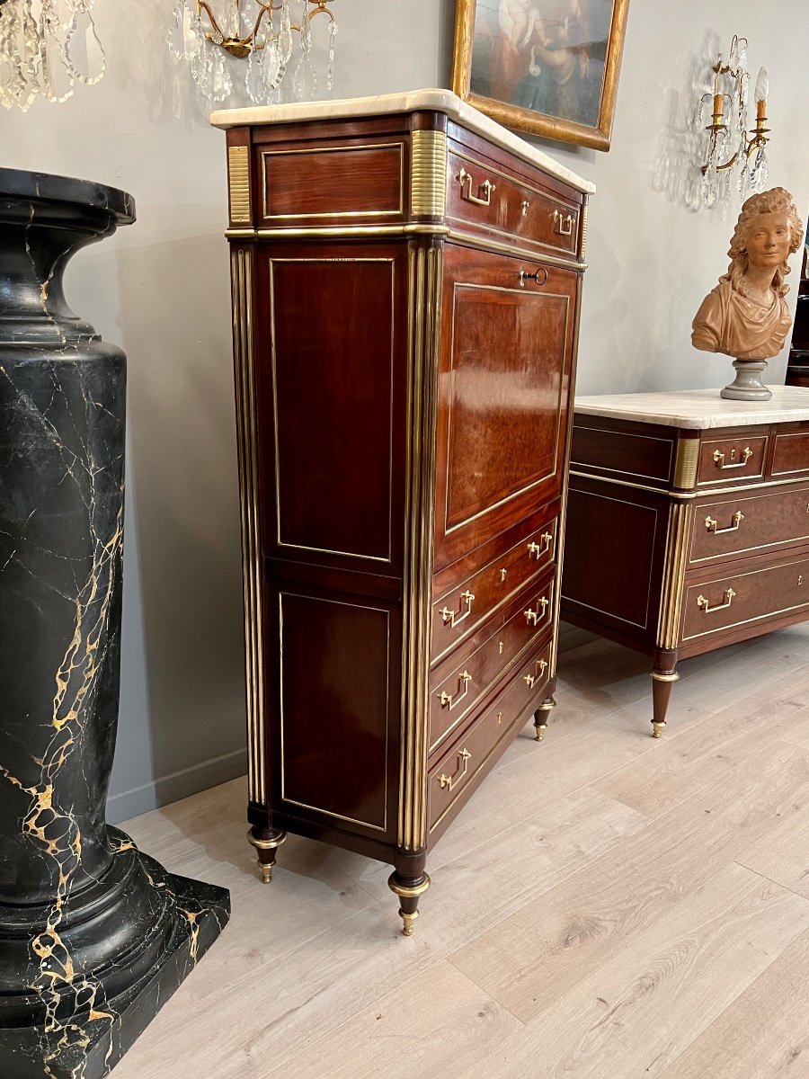 Jacob Desmalter, Chest Of Drawers Secretary Mahogany Louis XVI Period Late Eighteenth-photo-6