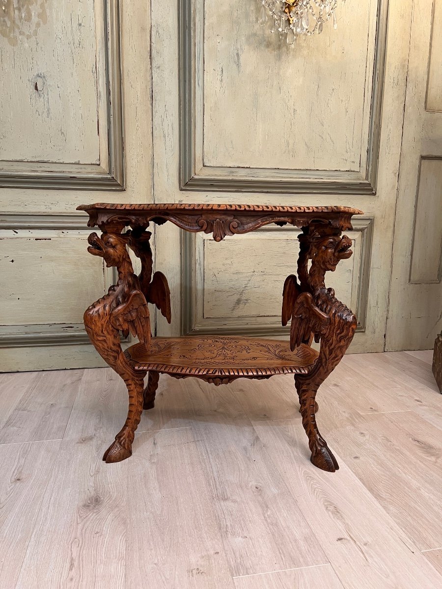 In The Style Of Gabriel Viardot, Japanese Walnut Table Late Nineteenth-photo-3