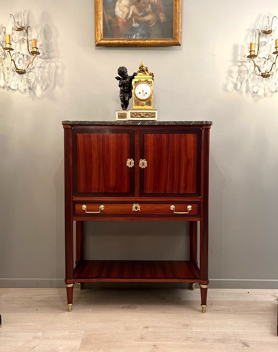 Interesting Small Serving Cabinet Louis XVI Period Parisian Work Circa 1780-photo-4