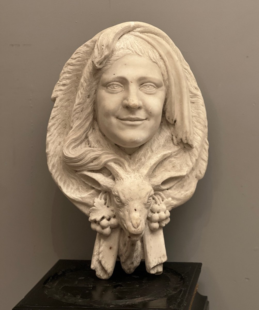 Masque De Fontaine En Marbre Epoque XIXeme-photo-2