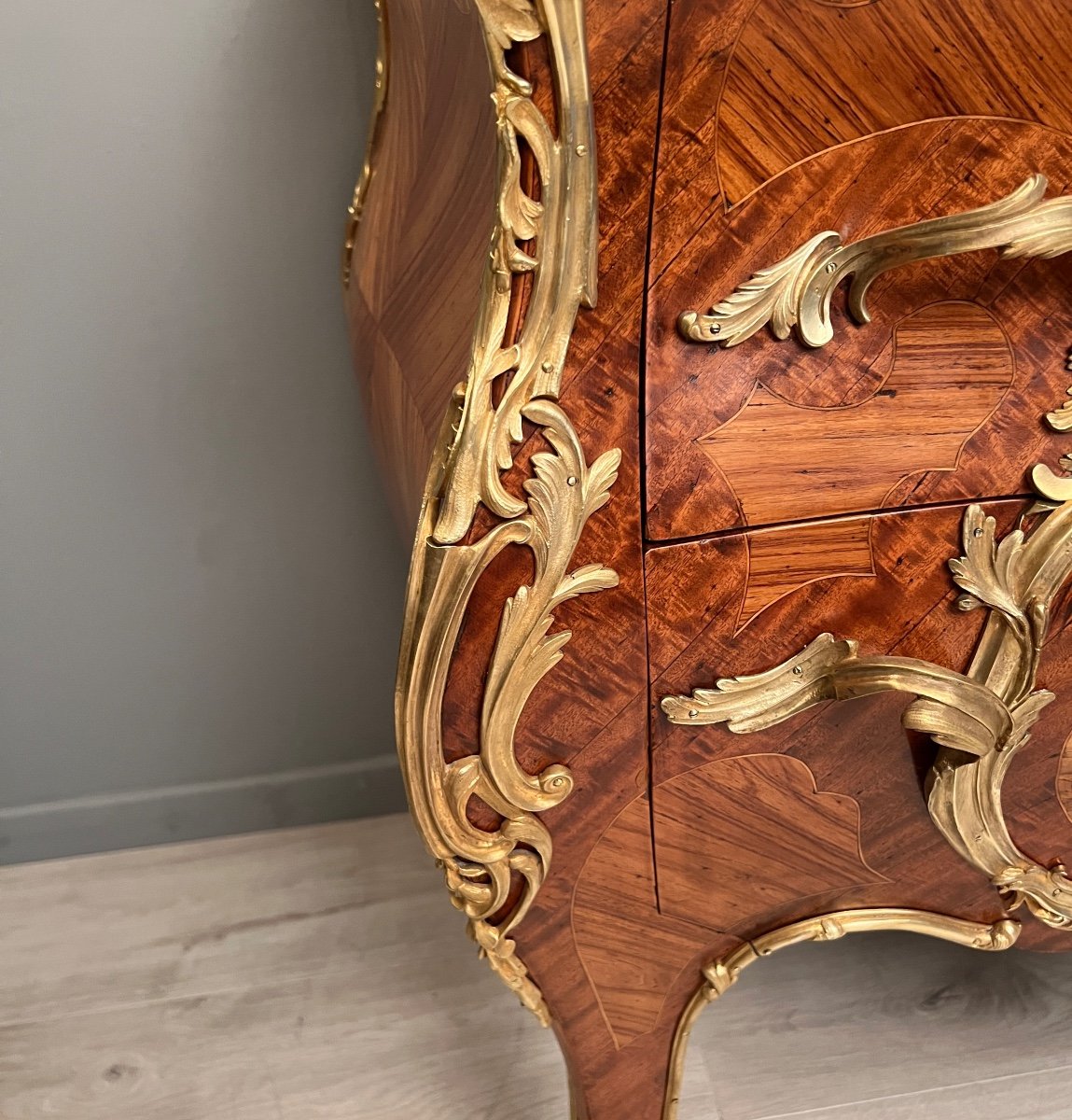 Beautiful Louis XV Commode In Marquetry Napoleon III Period Around 1870-photo-7